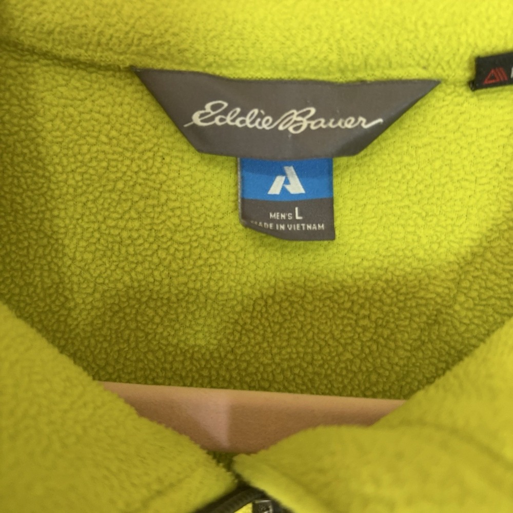 Eddie Bauer First Ascent Fleece Jacket Mens Sz L Yellow 1/4 Zip Pullover Pocket - Picture 5 of 9